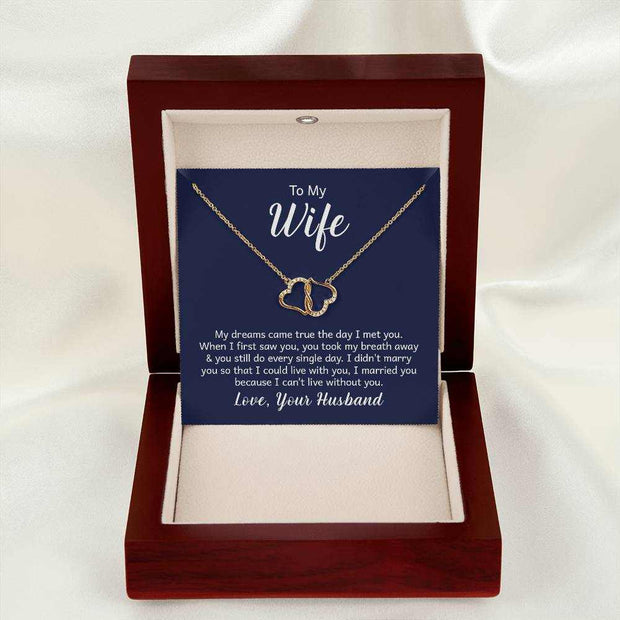 Wife Love Necklace in mahogany gift box with LED light.