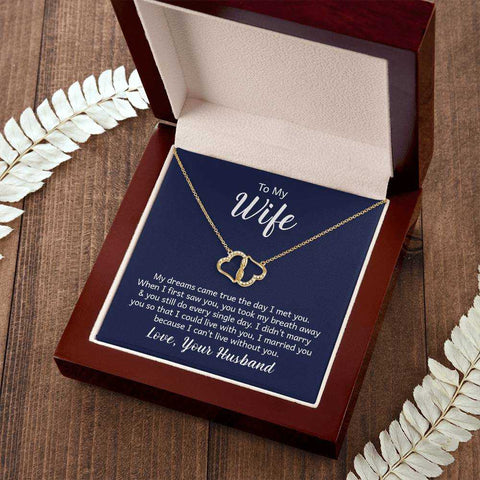 Wife Love Necklace in elegant gift box with heart pendant.