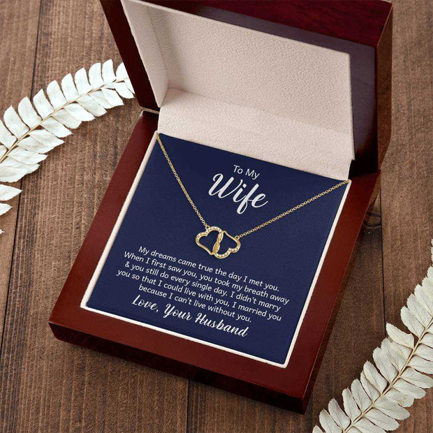 Wife Love Necklace in elegant gift box with heart pendant.