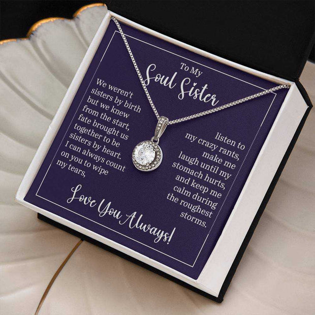 Eternal Hope Necklace with a cubic zirconia pendant in a gift box for soul sister.