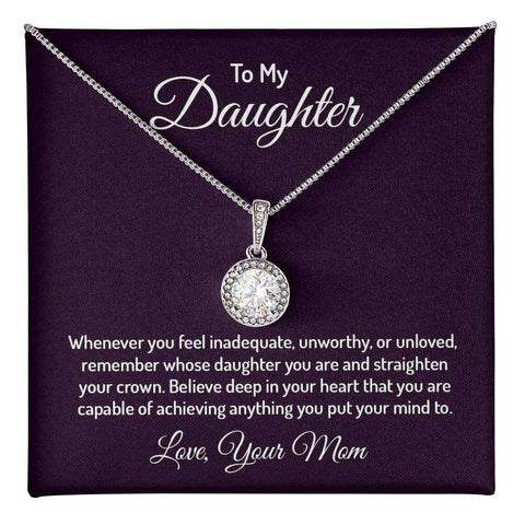 Eternal Hope Daughter Necklace on display with "To My Daughter" message card, featuring elegant pendant and chain.