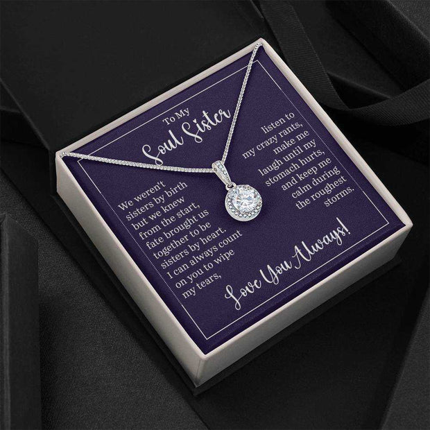 Eternal Hope Necklace with cubic zirconia, symbolizing sisterhood and unbreakable bond, in gift box.