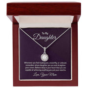 Eternal Hope Daughter Necklace in an elegant gift box with a heartfelt message, featuring a sparkling pendant on a delicate chain.