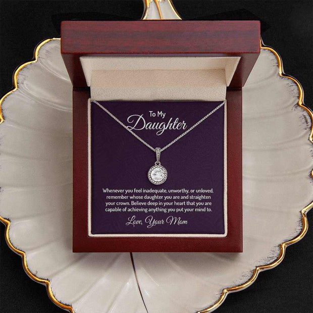 Eternal Hope Daughter Necklace with elegant pendant in gift box.