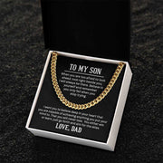 Cuban Link Son Chain in gift box with inspirational message.