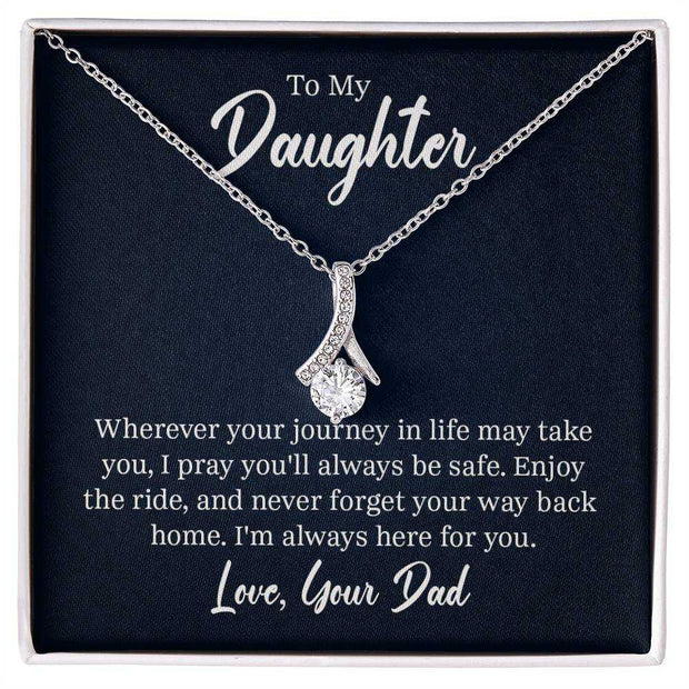 Alluring Beauty Daughter Necklace with personalized message, elegant gift for daughters.