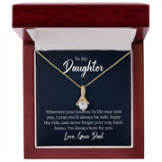 Alluring Beauty Daughter Necklace with gold finish pendant in gift box.