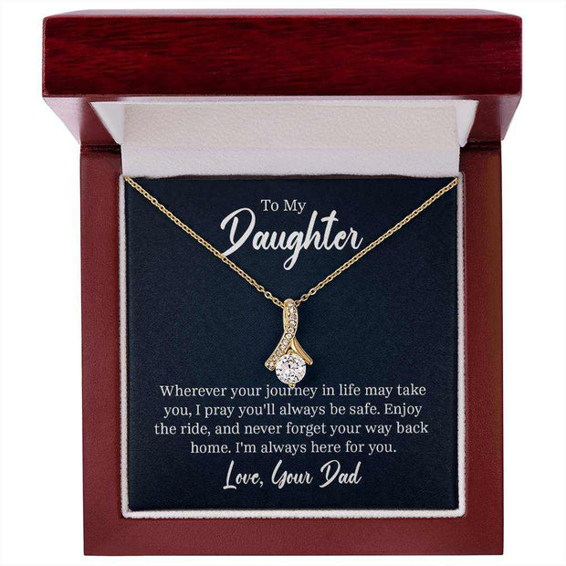 Alluring Beauty Daughter Necklace with gold finish pendant in gift box.