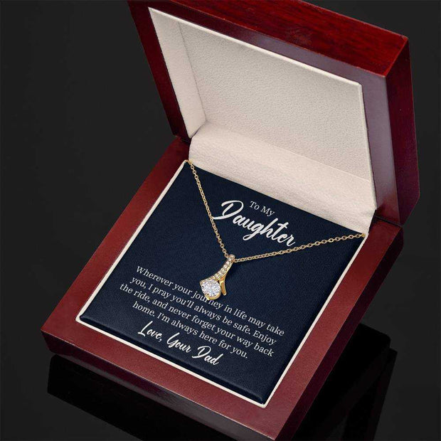 Alluring Beauty Daughter Necklace in luxury gift box with heartfelt message.