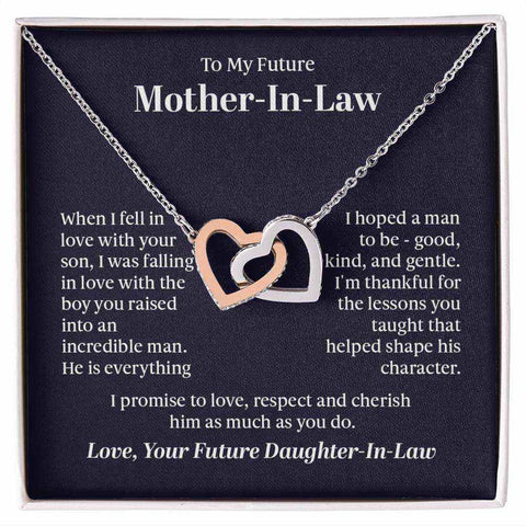 Interlocking Hearts Necklace with gift box, perfect for symbolizing love and connection.