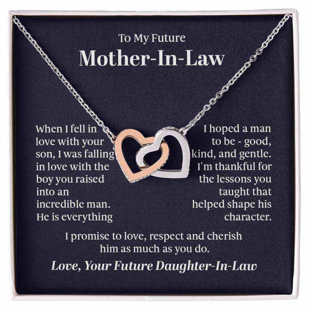 Interlocking Hearts Necklace with gift box, perfect for symbolizing love and connection.