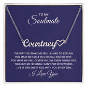 Soulmate Heart Name Necklace with customizable names in elegant gift box.