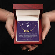 Heart Name Granddaughter Necklace in gift box with customizable heart pendant.