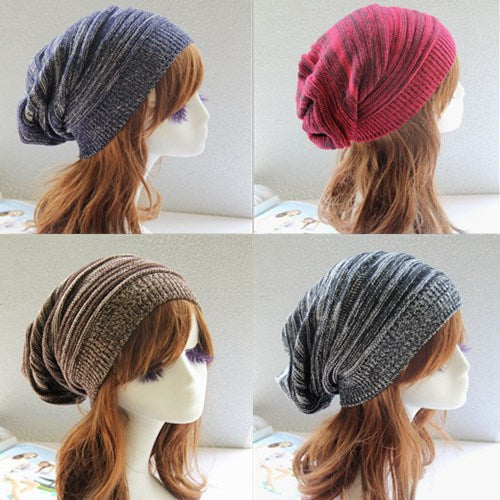 Two-Color Pleated Pullover Hat