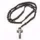 Christian Wooden Cross Necklace with adjustable chain and rustic wooden charm.