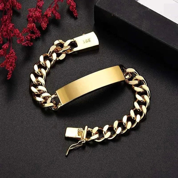 18K Gold Plated Chain Bracelet with secure clasp on display.