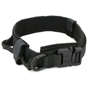 Heavy-Duty Dog Collar with quick-release buckle and control handle, made from durable 1000D nylon.
