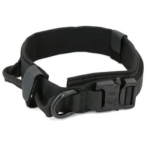Heavy-Duty Dog Collar with quick-release buckle and control handle, made from durable 1000D nylon.