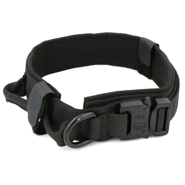 Heavy-Duty Dog Collar with quick-release buckle and control handle, made from durable 1000D nylon.
