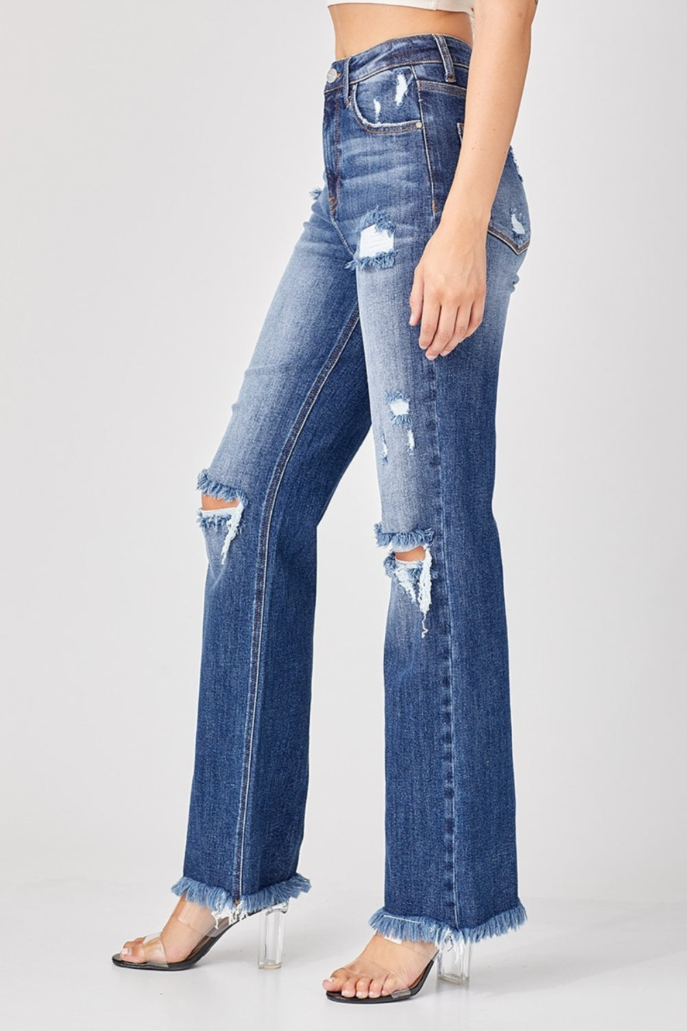 Risen Distressed Straight Jeans