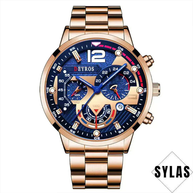 Sophisticated men's business watch with stainless steel band and minimalist dial.