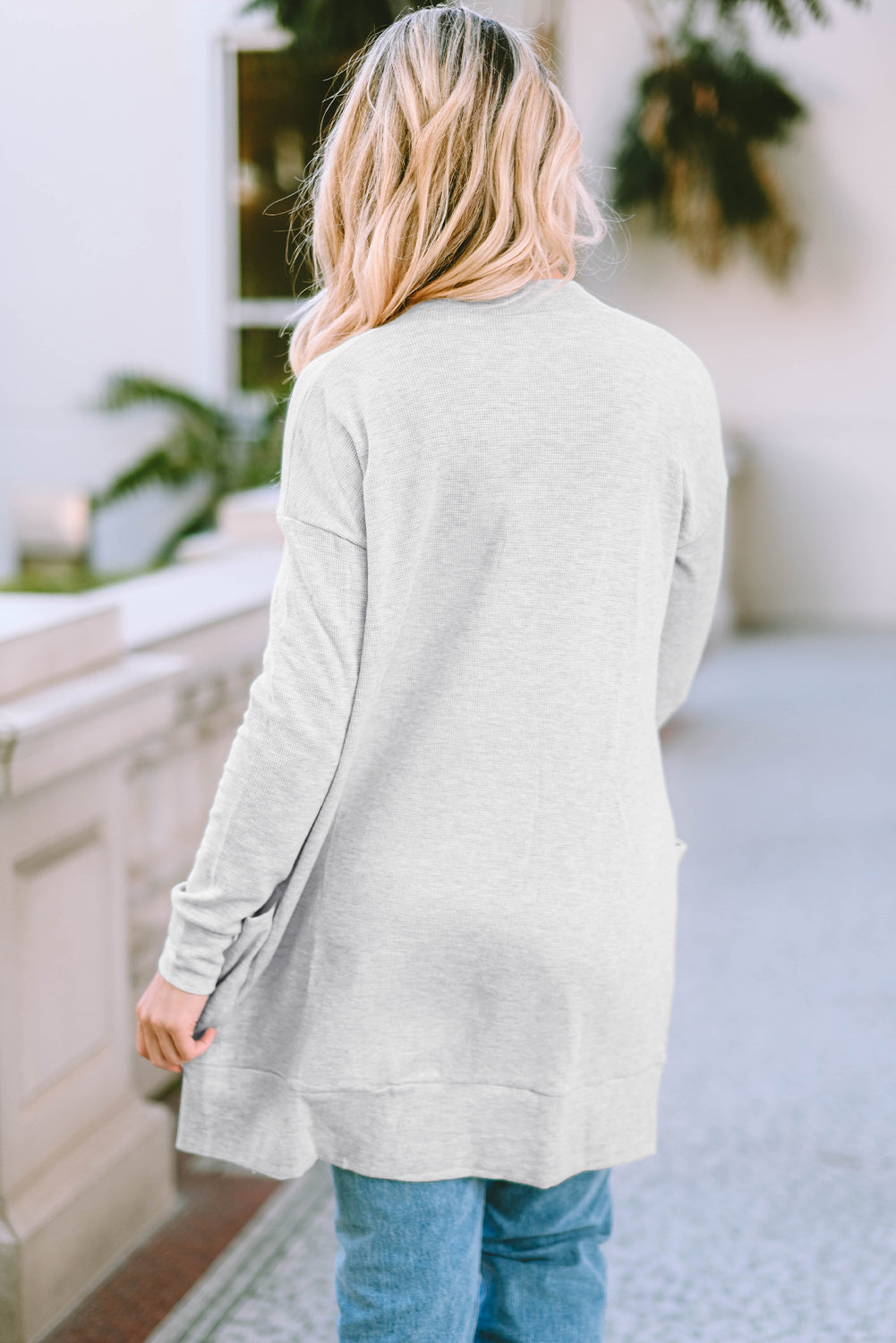 Pocketed Open Front Cardigan