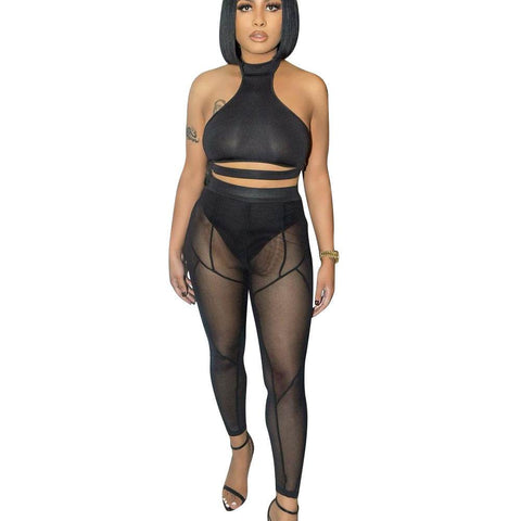 Mesh Leggings for Women in black, featuring stylish high-waisted design and mesh detailing.