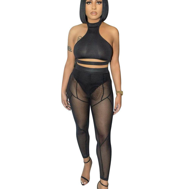 Mesh Leggings for Women in black, featuring stylish high-waisted design and mesh detailing.