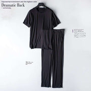 Two Piece Home Wear Suit in black featuring a cozy top and matching bottoms for ultimate comfort.