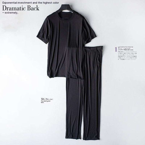 Two Piece Home Wear Suit in black featuring a cozy top and matching bottoms for ultimate comfort.