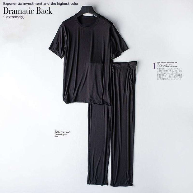 Two Piece Home Wear Suit in black featuring a cozy top and matching bottoms for ultimate comfort.