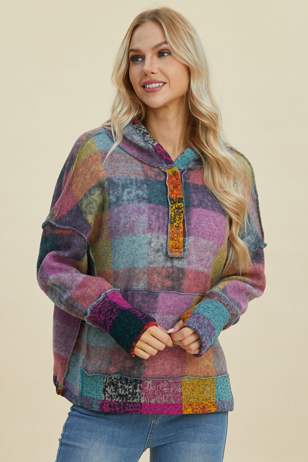 Double Take Plaid Hoodie