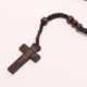 Christian Wooden Cross Necklace with adjustable chain, showcasing rustic carved design for expressing faith.