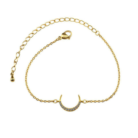 Rose Gold Moon Crystal Pendant Bracelet