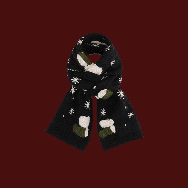 Couples wearing cozy festive Christmas warm shawl wrap with reindeer pattern