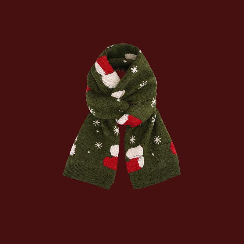Couples wearing cozy festive Christmas warm shawl wrap with reindeer pattern
