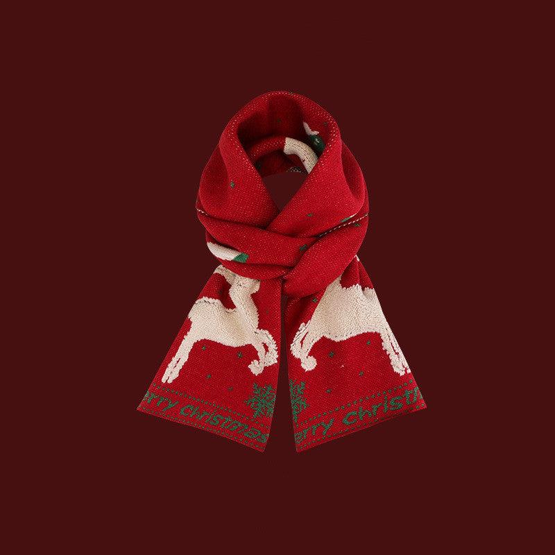 Couples wearing cozy Christmas warm shawl wraps with festive holiday designs