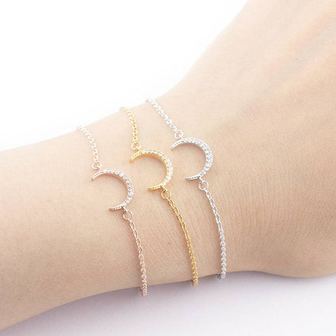 Rose Gold Moon Crystal Pendant Bracelet