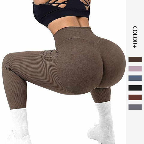 Breathable Yoga Suit in brown, showing four-way stretch fabric for flexibility and comfort.