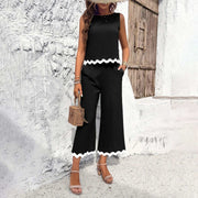 Stylish Summer Wave Print Suit with elegant wave design, perfect for beach and casual outings.