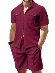 Button-Down Short Sleeve Shirt and Shorts Set