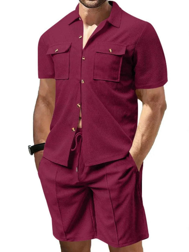 Button-Down Short Sleeve Shirt and Shorts Set