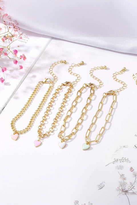 Gold Heart Adjustable Bracelet with heart charm and adjustable chain.