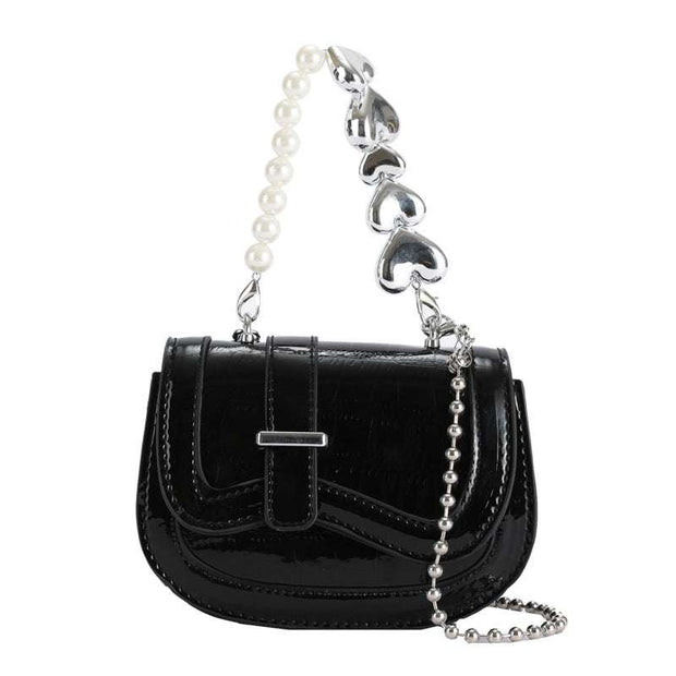 Stylish Laser Pearl Girl Tote with pearl handles and shimmering finish.