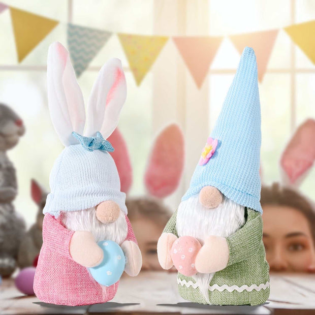 Easter Knitted Faceless Doll Hat with playful gnome design in pastel colors, perfect for festive celebrations.