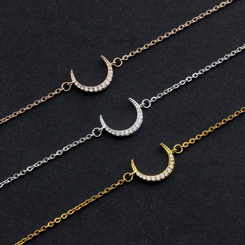 Rose Gold Moon Crystal Pendant Bracelet