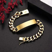 18K Gold Plated Chain Bracelet with classic design and secure clasp on black background.