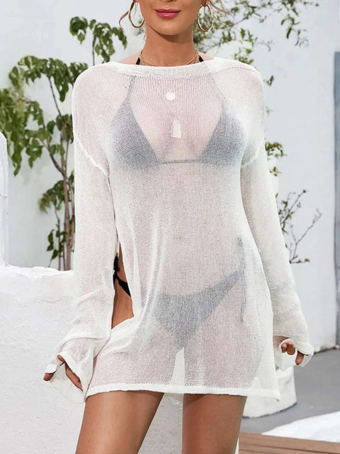Round Neck Slit Cover-Up