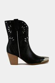 Beast Fashion Floral Embroidery Boots with intricate design and mid heels.