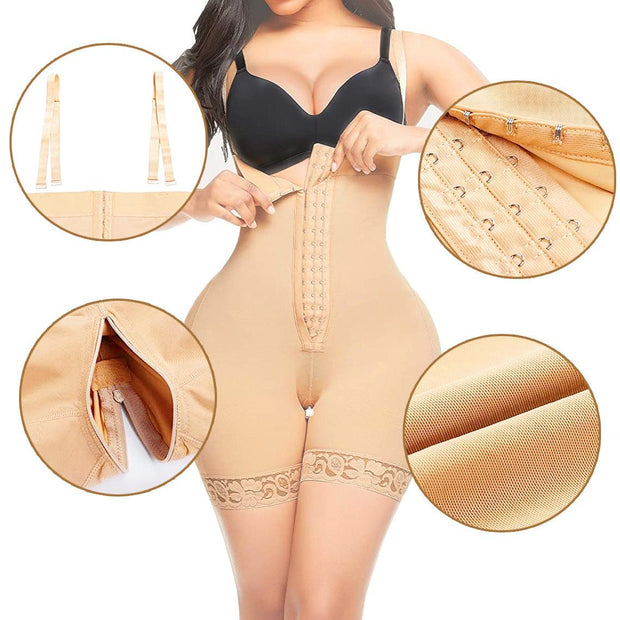 High Waisted Body Shapewear in skin color with features enhancing curves and providing tummy control.